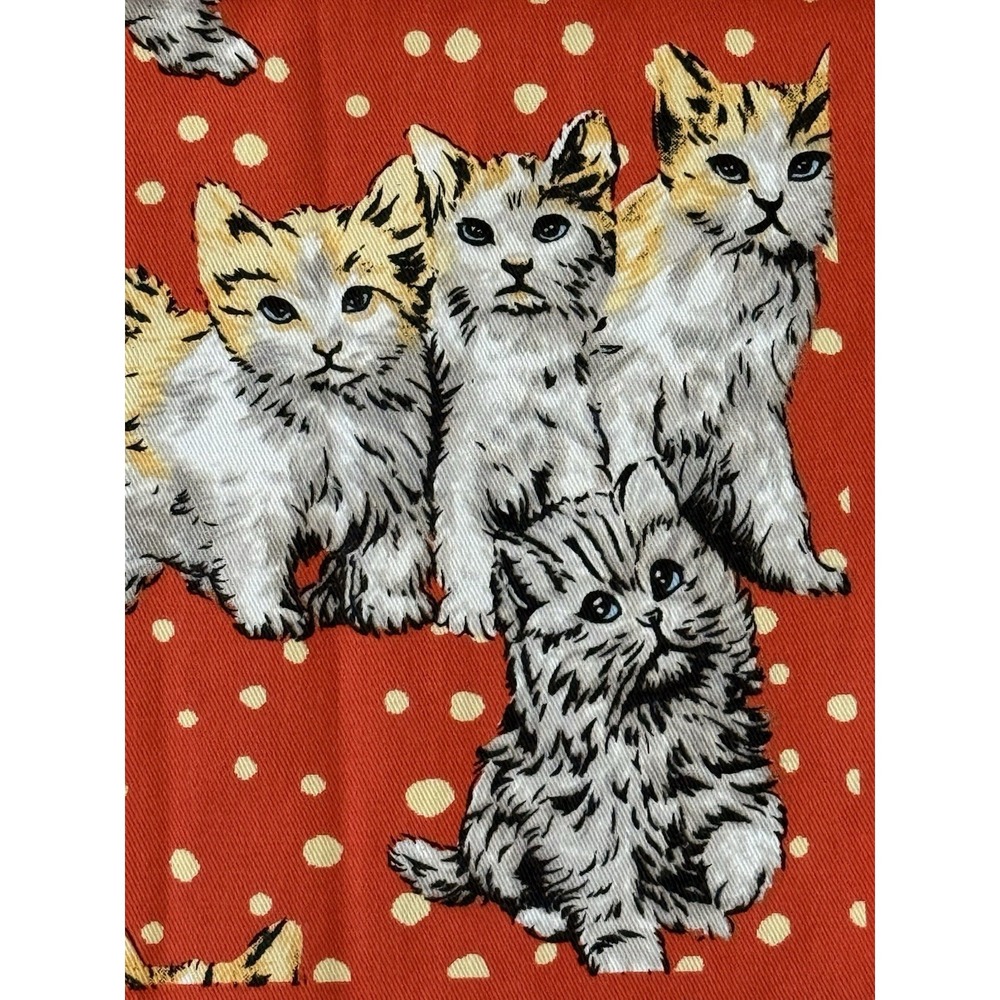 PAUL & JOE Orange Cat Kitten Polka Dot Cotton Kitchen Tea Towel 20x27 NWOT - Picture 6 of 12